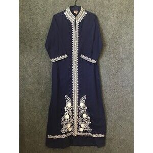 Vintage Daisy's Creations Dress Size 8 Maxi Embroidered Blue 60s Philippines